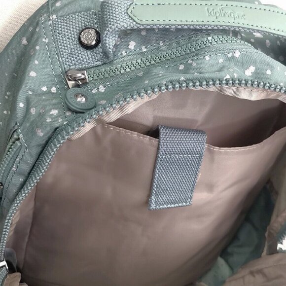 brand new Kipling reduced Large 44cm 15" Laptop  Seoul Backpack snowflake green - Picture 9 of 12